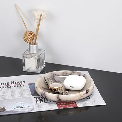 Hipiwe Decorative Key Holder for Entryway Table Round Key Bowl Marble - Image 7