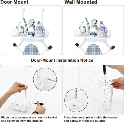 Ironing Board Hanger, Metal Over The Door or Wall Mounted Ironing Board Caddy - Image 2