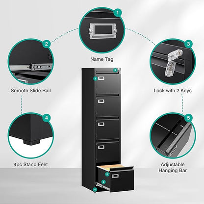 SISESOL 5 Drawer File Cabinet - Image 7