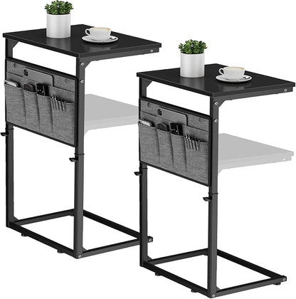 Vagusicc C Shaped End Table, Adjustable Height Small Couch Side Table by Vagusicc