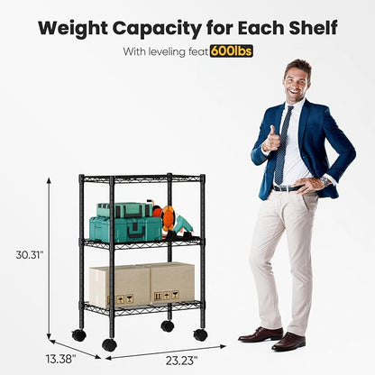 DUMOS 3-Tier Metal Wire Storage Shelves, Adjustable Standing Storage Rack Shelf - Image 3