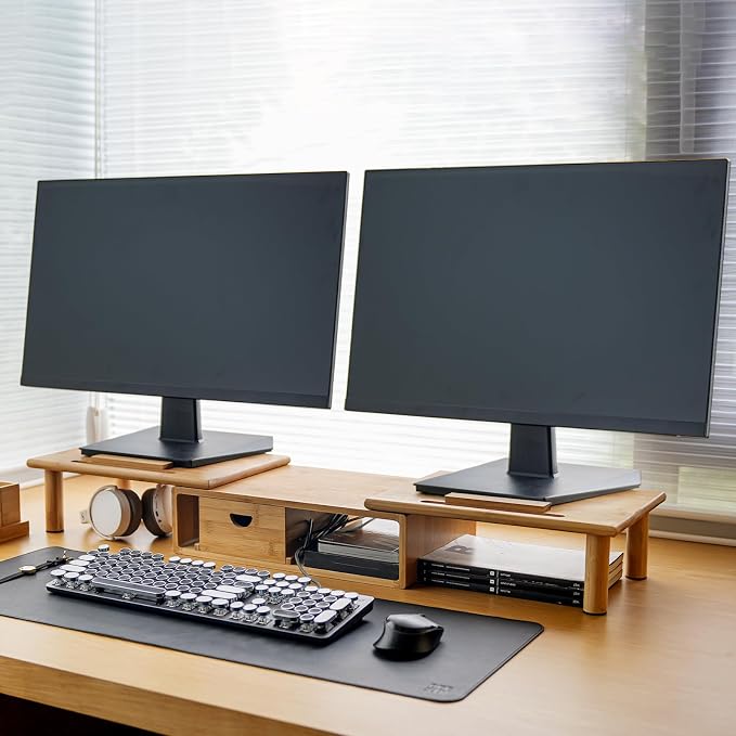 Dual Monitor Stand Riser with Drawer - Image 8