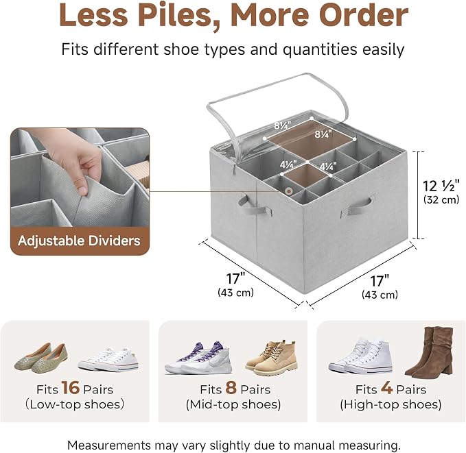 StorageWorks Shoe Organizer for Closet, Fits up to 16 Pairs, Shoe Cubby Storage - Image 6