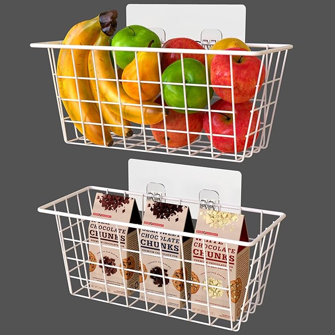 MaraFansie Wall Wire Baskets Bin No Drilling Adhesive Hanging Baskets Wall - Image 8
