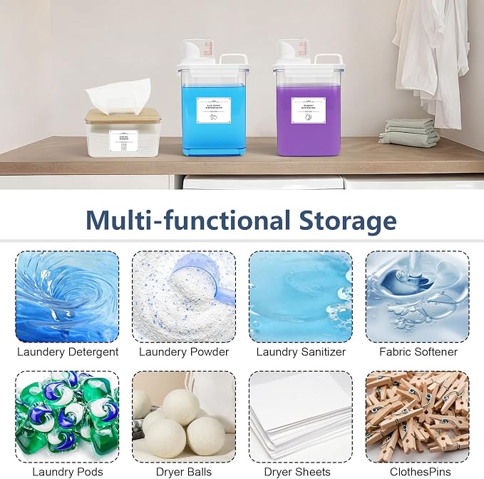 2+1 Pack Laundry Detergent Dispenser and Dryer Sheet Holder Set, 61 oz Laundry - Image 5