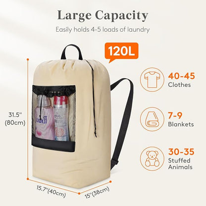 Lifewit Laundry Bag, Extra Large Laundry Backpack - Image 2