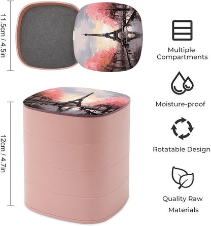 Oil Painting Paris Eiffel Tower Jewelry Box 360°Rotating Storage Boxes Small - Image 2