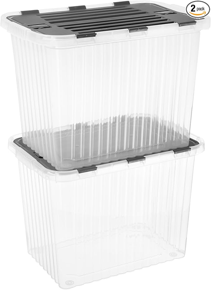 Superio Storage Bins with Lids, Stackable Totes, BPA Free, Odor Free, Organizer by Superio