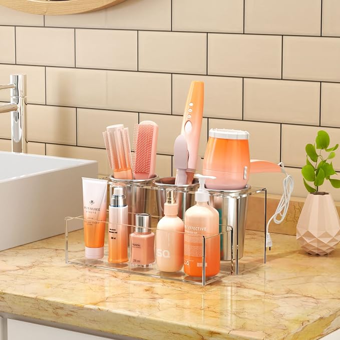 NIUBEE Hair Tool Organizer, Acrylic Hair Dryer and Styling Holder, Bathroom - Image 3