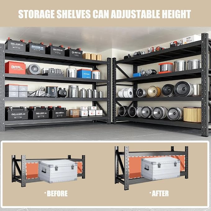 2000LBS Garage Shelving 59" W Heavy Duty Storage Shelves, 4 Tier Industrial - Image 5