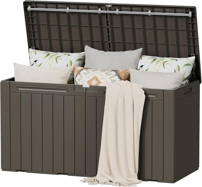 Flamaker Resin Deck Box 100 Gallon Large Outdoor Storage Box Waterproof | by Flamaker