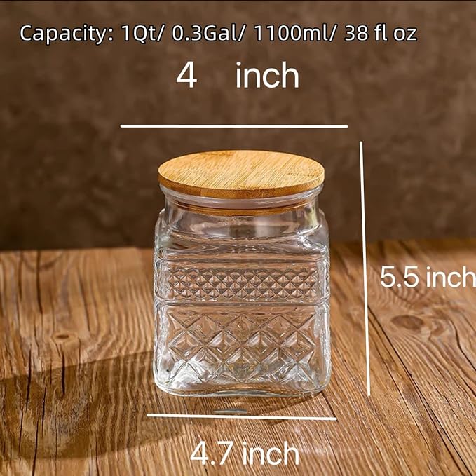 Prettidecor Glass Storage Jars, 38 FL OZ Airtight Canisters - Image 6