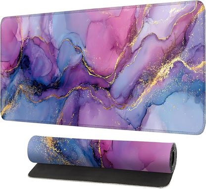 Purple Marble Ink Mouse Pad – Large Extended Desk Mat 31.5 x 11.8 in– Alcohol by LEIWEIHOPE