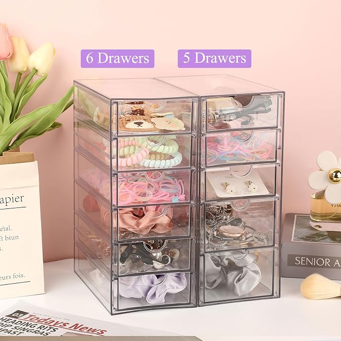 Hipiwe Plastic Drawer Organizer Clear Desktop Drawers Box - Image 6