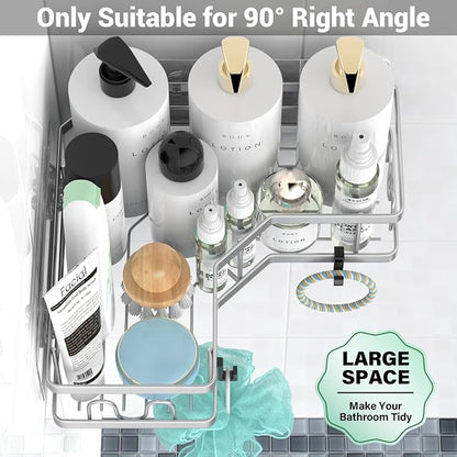AKTECKE Corner Shower Caddy Bathroom Organizer: Adhesive Shower Rack Bathtub - Image 3