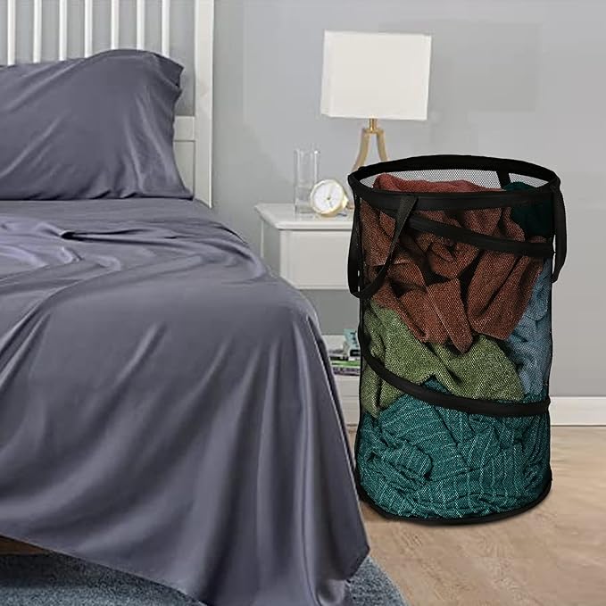 BATTOO 2 Pack Large Collapsible Laundry Basket Foldable Mesh Pop Up Hamper - Image 7