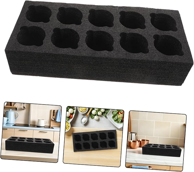 HANABASS Takeout Cup Holder Tray 10-compartment Black Foam Multi-cup Carrier - Image 8