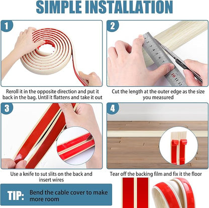 Floor Cord Covers for Wires 3.3FT Cable Hider Wire Cover Self Adhesive Cord - Image 5