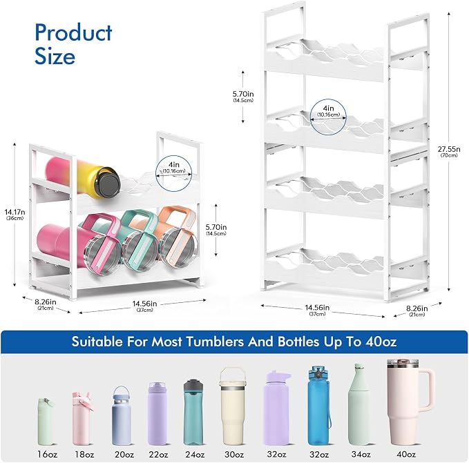 Wooden Water Bottle Organizer, 20/30/40oz Tumbler Organizer, Bottle Holder - Image 2