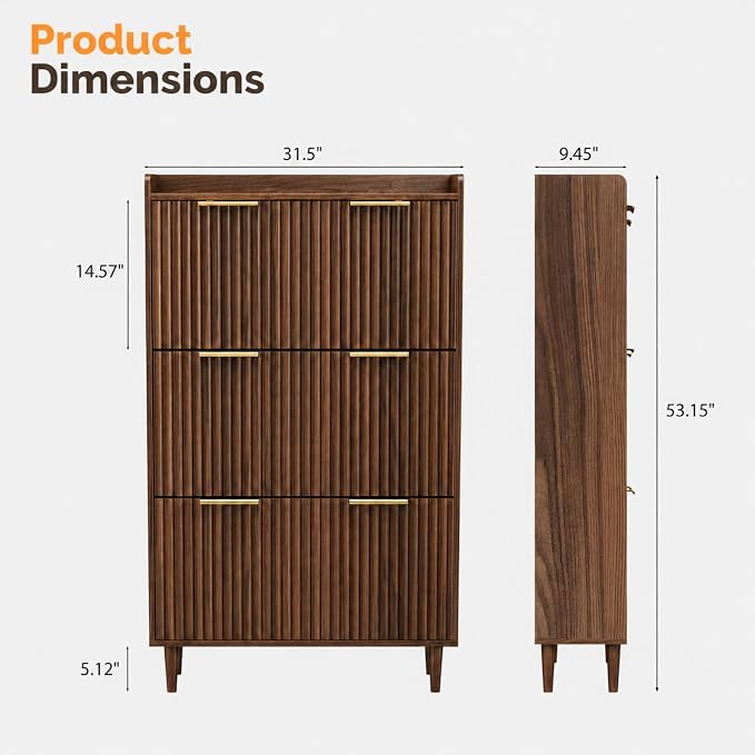 VINGLI Fluted Shoe Storage Cabinet - Image 2