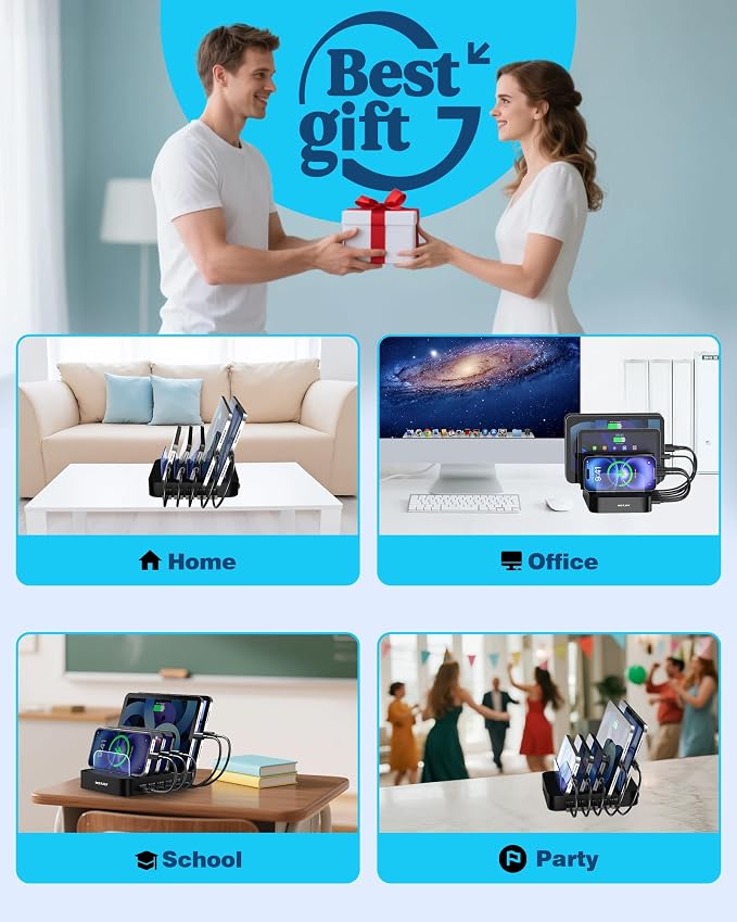 MSTJRY Charging Station for Multiple Devices : 5 Port Multi USB-A Charger - Image 6