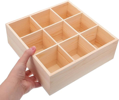 Abaodam Wooden Divided Storage Box 9-compartment Deep Drawer Organizer 8cm - Image 4