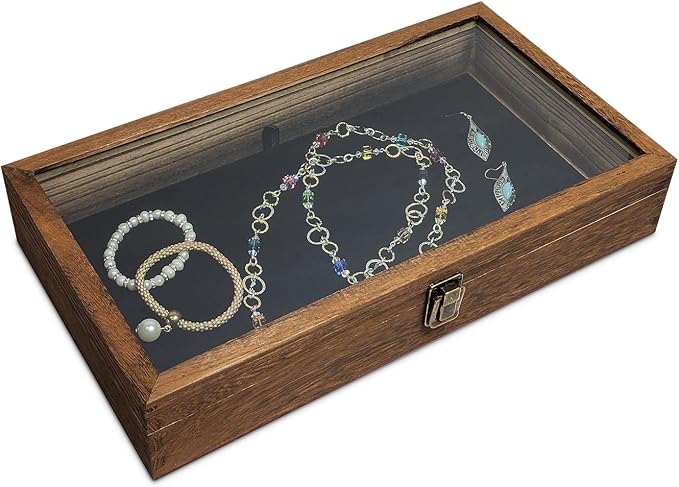 MOOCA Glass Top Wooden Jewelry Display Case - Image 3