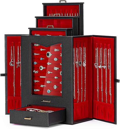 Homde Jewelry Organizer with Transparent Window Necklace Hooks Gift by Homde