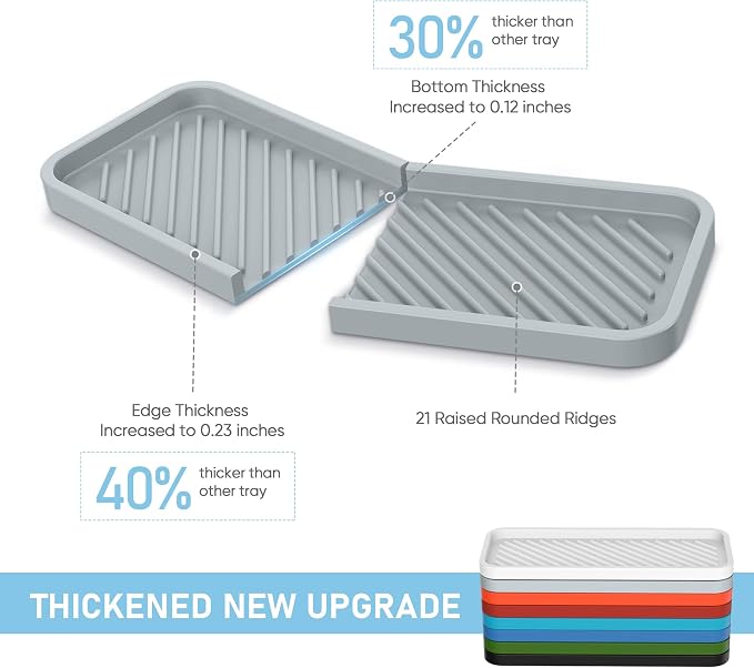 EG-SIPRO Kitchen Sink Organizer Tray, 2 Pack Silicone Sponge Holder - Image 2