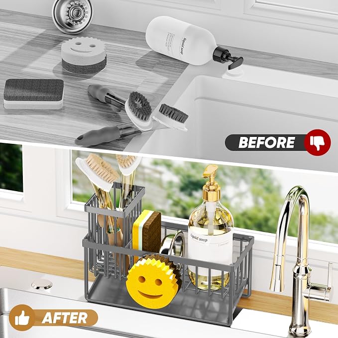 Sponge Holder for Kitchen Sink, Smiley Face Sink Caddy - Image 6