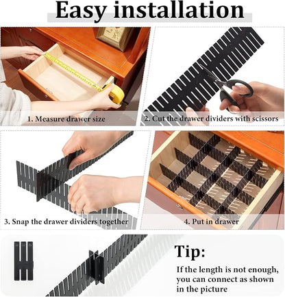 Vesici 80 Pcs Drawer Dividers Adjustable Plastic Organizer DIY Separators - Image 3