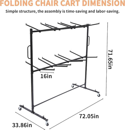 Folding Chair Rack with Wheels, Folding Chair Cart - Image 2