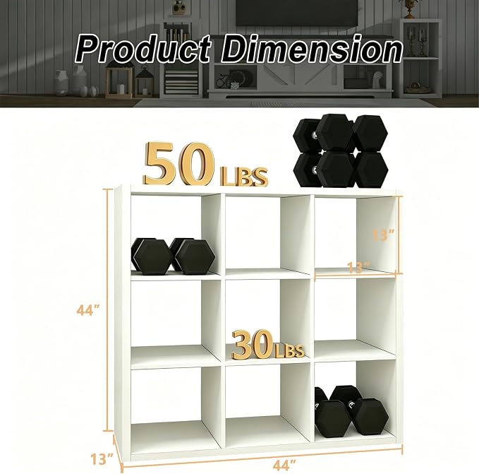 CTESNE【Wooden Thick Frame 9 Cube Storage Organizer Shelf - Image 3