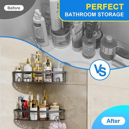 Corner Shower Caddy, 2 Pack Adhesive Bathroom Shower Corner Organizer Shelf - Image 2