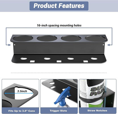 WALMANN Spray Bottle Holder Wall Mount, Metal Spray Can Storage Rack - Image 3