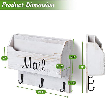 DRASTAR Mail Organizer Wall Mounted, Wooden Mail & Key Holder - Image 3