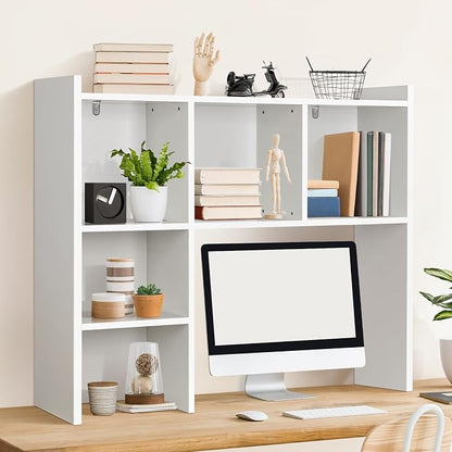OOOK 35.5" L Dorm Desk Hutch White, Desktop Bookshelf by OOOK