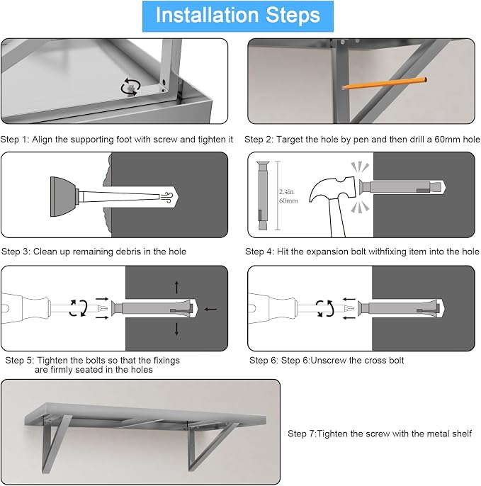 Stainless Steel Shelf 12 x 24 Inches, 250 lb Wall Mounted Commercial Floating - Image 6