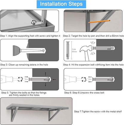 Stainless Steel Shelf 12 x 24 Inches, 250 lb Wall Mounted Commercial Floating - Image 6