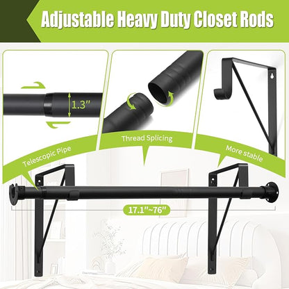 Closet Rod, 17 to 87 Inch Closet Rods 1.3 Inches Heavy Duty Closet Rod - Image 5