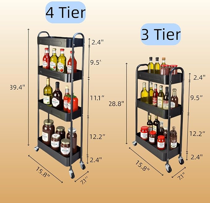 4 Tier Slim Storage Cart with Wheels - Image 6
