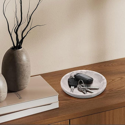 Hipiwe Small Key Bowl for Entryway Nightstand Organizer Tray Travertine - Image 2