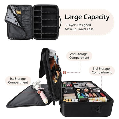 gzcz Large Capacity Travel Makeup Train Case, Professional Cosmetic Bags - Image 4