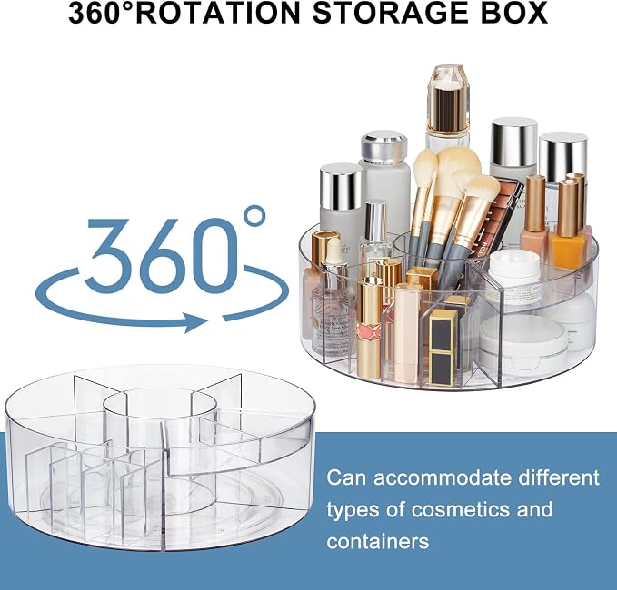 360° Rotating Makeup Organizer, Bathroom Counter, Spinning Cosmetic Storage - Image 3