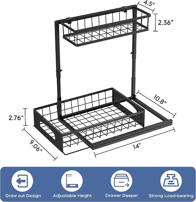Under Sink Organizer and Storage, Height Adjustable Cabinet Organizer - Image 2