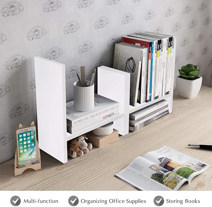 Jerry & Maggie Desktop Organizer Office Storage Rack Adjustable Wood Display - Image 8