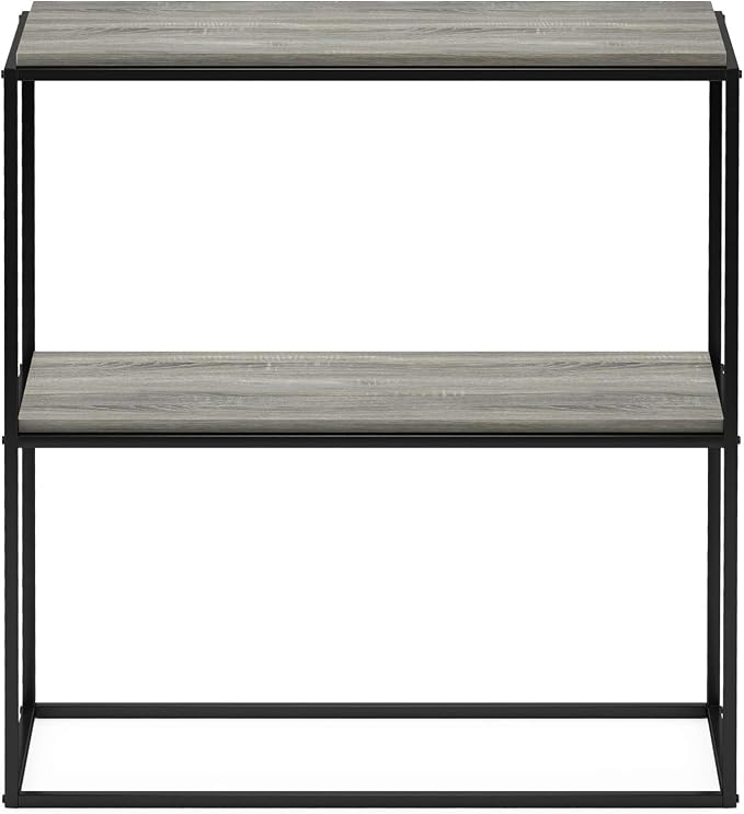 Furinno Moretti Modern Wide Stackable Metal Shelf, French Oak Grey - Image 5