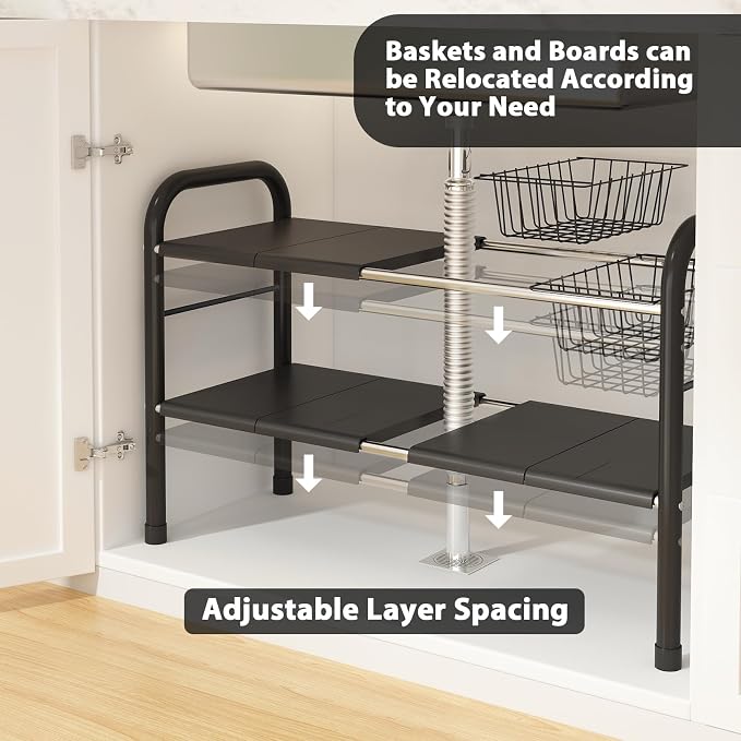 Expandable Under Sink Organizer, 2 Tier Under Sink Shelf - Image 3