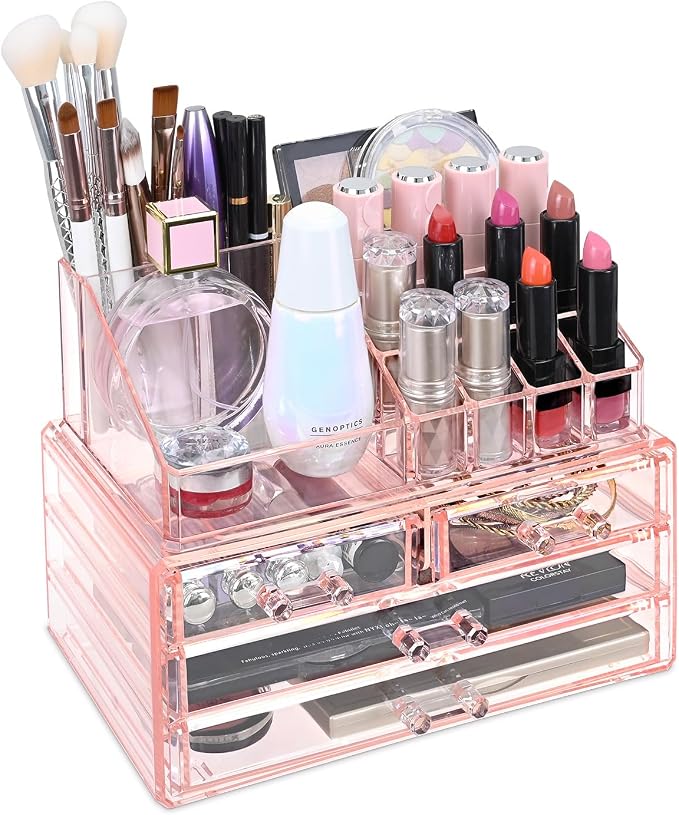 Ikee Design Pink Jewelry & Cosmetic Storage Display Boxes Two Pieces Set by IkeeDesign