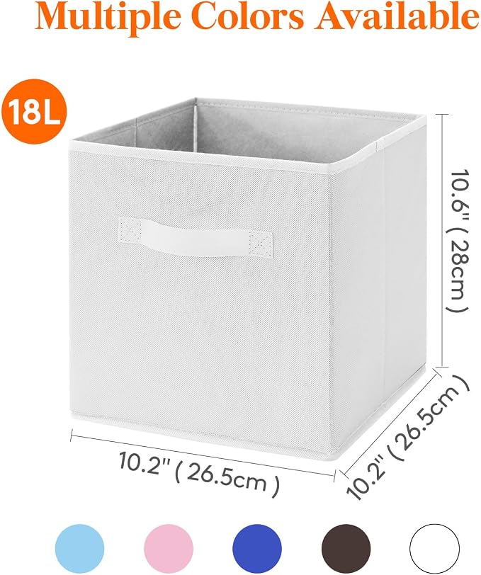 Lifewit Storage Cubes, 11 Inch Organizer Bins, 18L White, 6 Packs | Foldable - Image 2